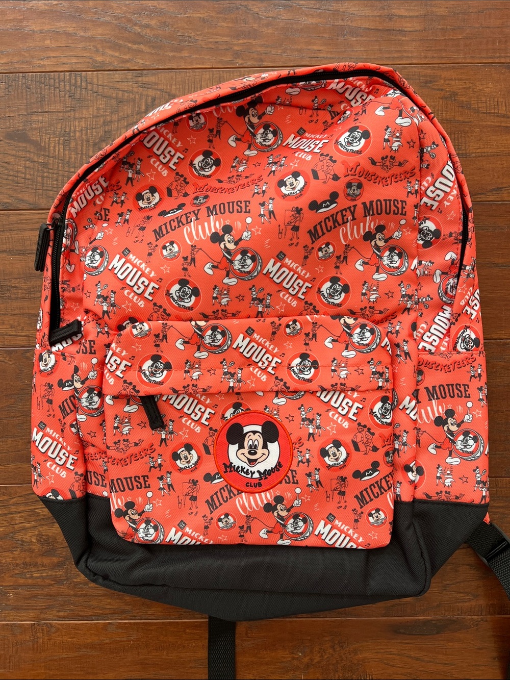 Red Mickey Mouse Club Printed Backpack